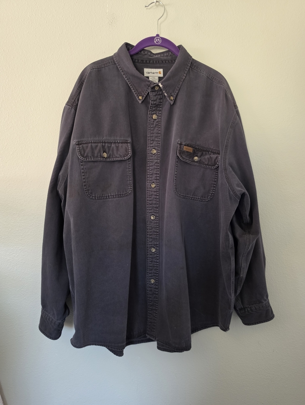 Men's Vintage Carhartt Dirty Distressed Long Sleeve Button Shirt Size 2XL